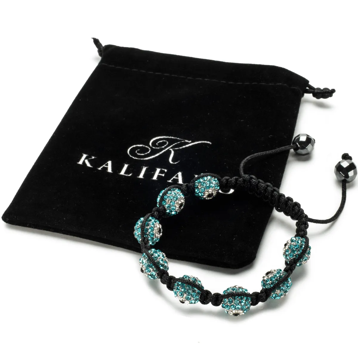 Aquamarine Shamballa Evil Eye Crystal Bracelet