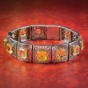 Art Deco Citrine Bracelet Silver 36ct Of Citrine Circa 1920