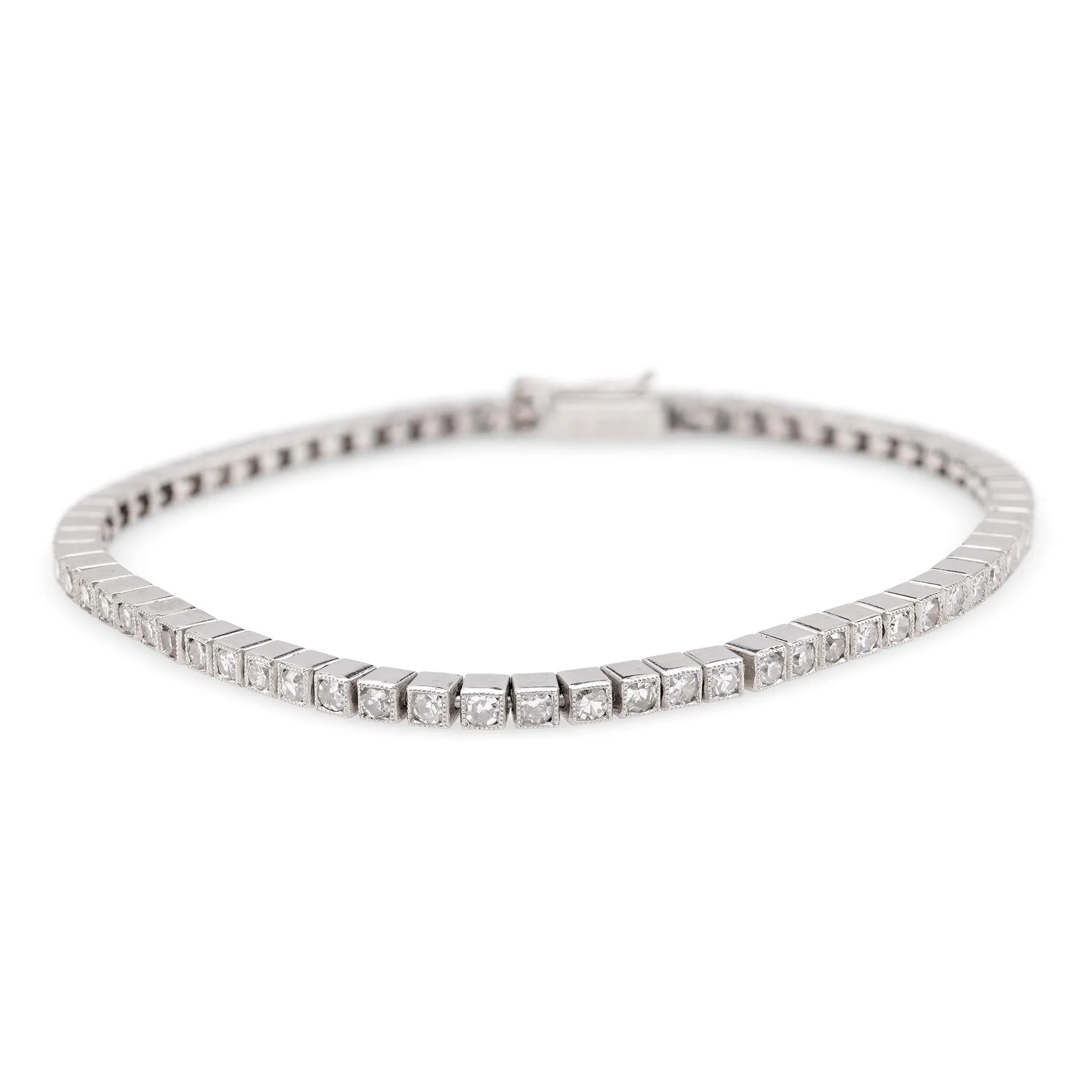 Art Deco Inspired 2.2 Carat Diamond Platinum Tennis Bracelet