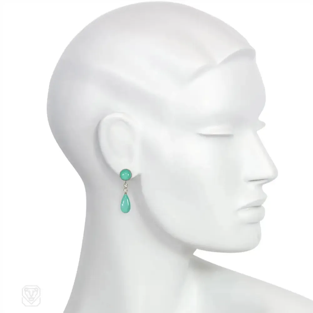 Art Deco turquoise and diamond earrings