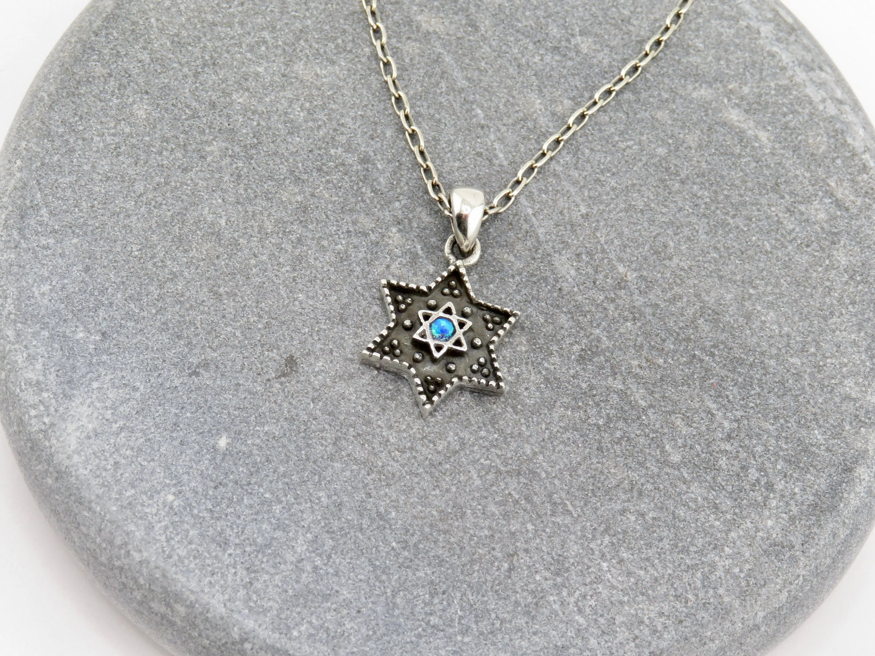 Artisinal Star of David Opal Necklace