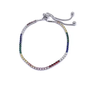 Ashley Gold Sterling Silver Rainbow CZ Toggle Bracelet