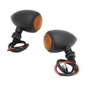 Attitude Inc Mini Bullet Universal Turn Signal Indicator Lights LED, Black, For Harley Models, Pair