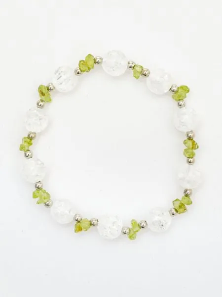 AUG Birthstone PERIDOT x Cracked Crystal Bracelet