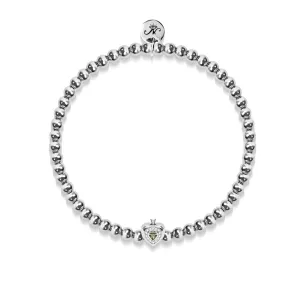 August | Peridot Crystal Birthstone | Silver | Crystal Heart Bracelet