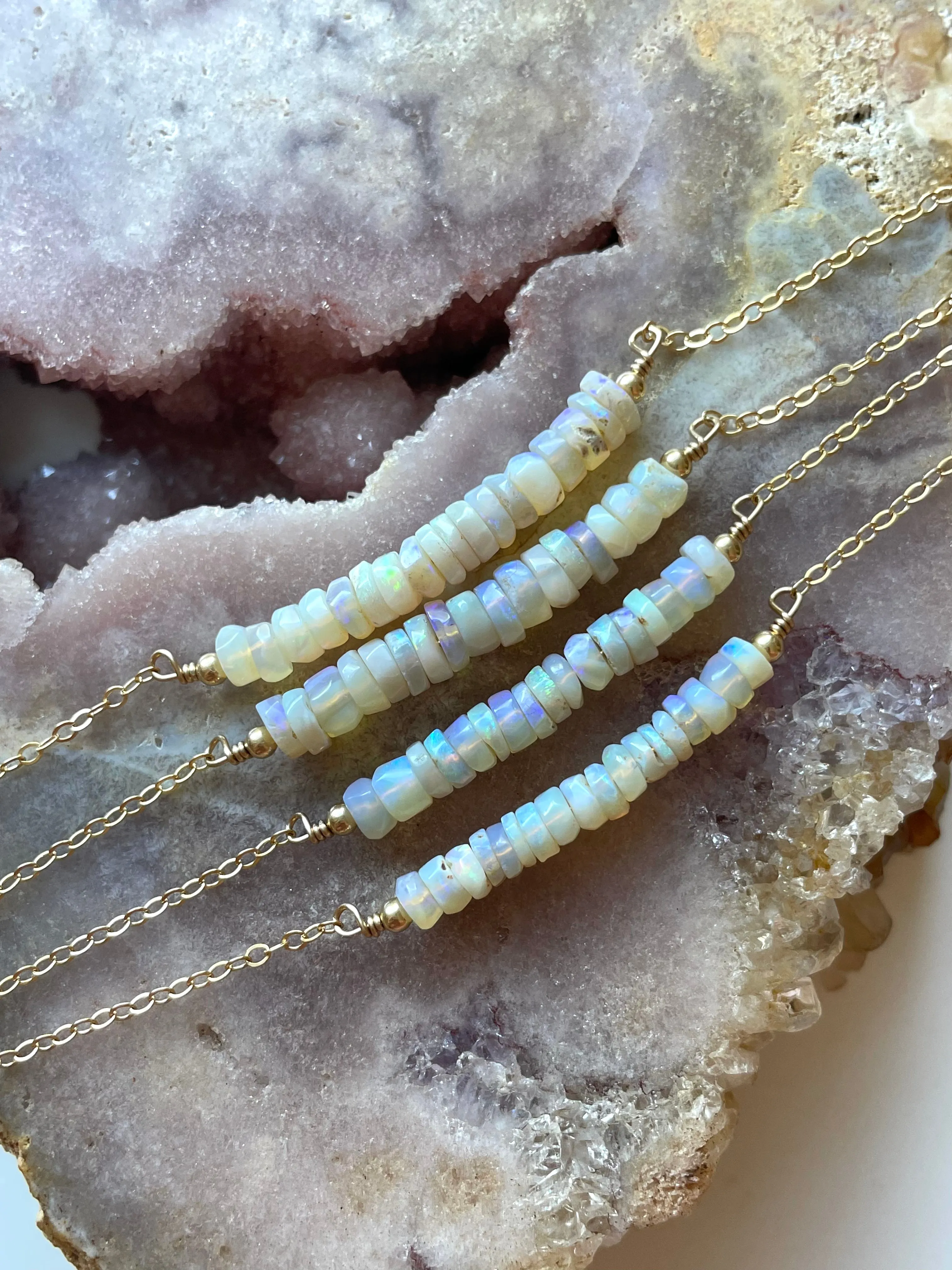 Australian Opal Necklace on Sterling Silver or 14k Gold Filled