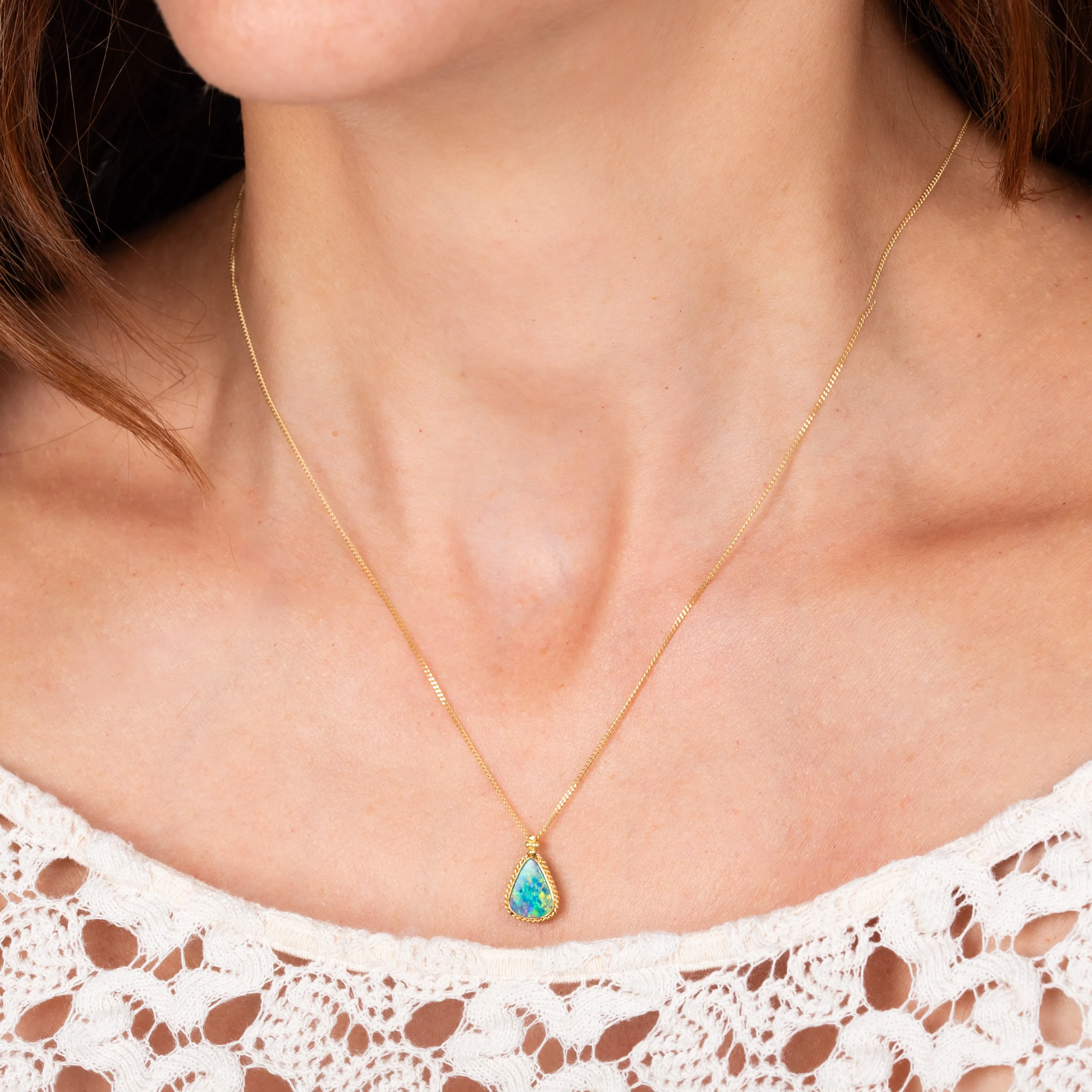 Australian Opal Teardrop Necklace