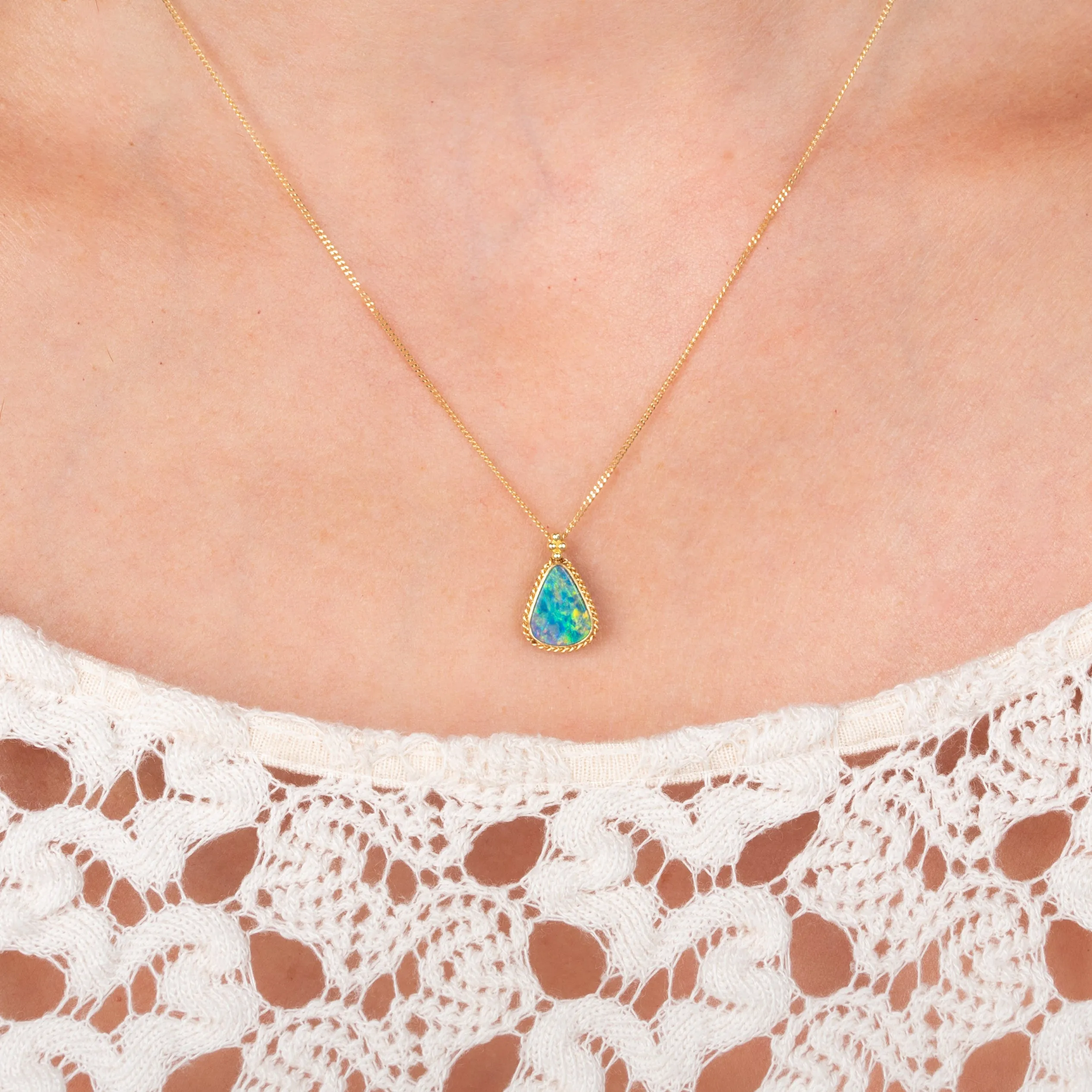 Australian Opal Teardrop Necklace