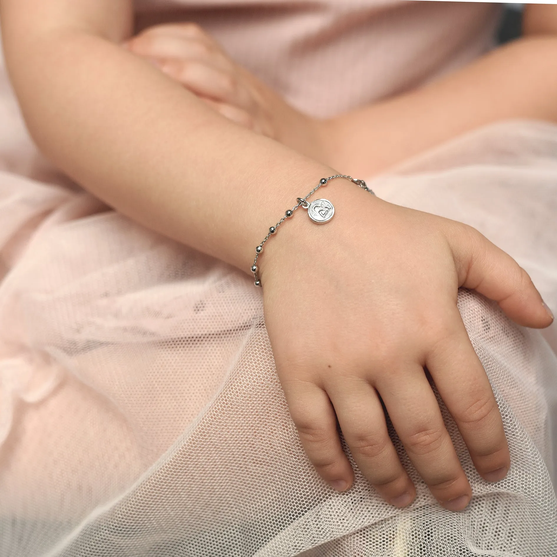 BABY ROSARY BRACELET - SILVER