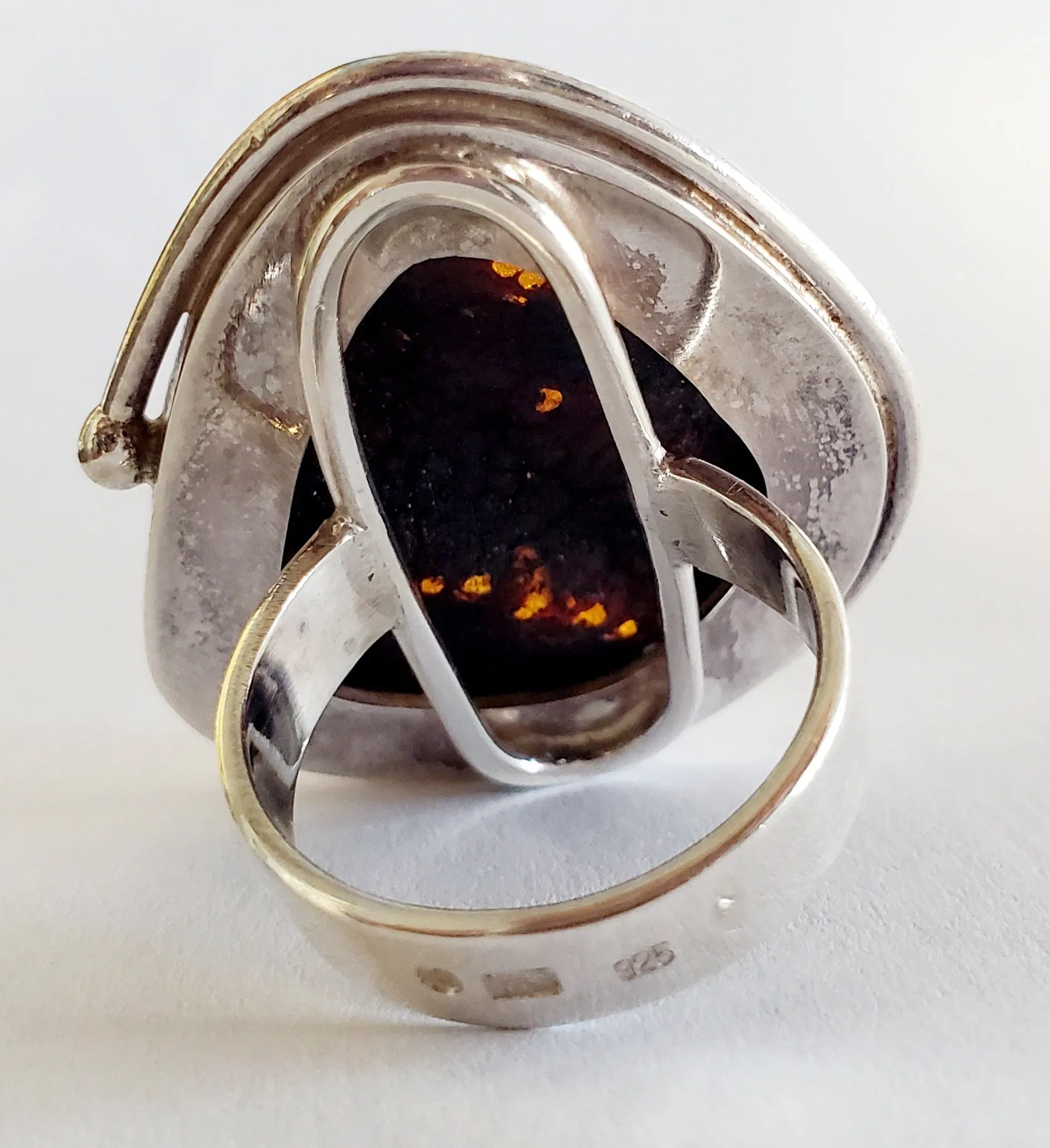 Baltic Amber & Silver Ring (0953)