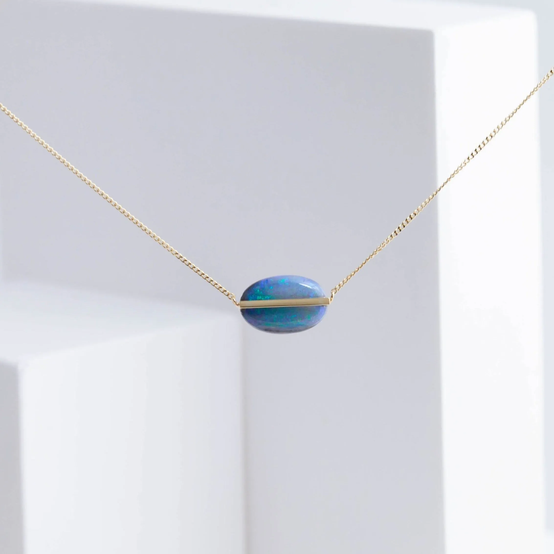 Band one-of-a-kind black opal necklace