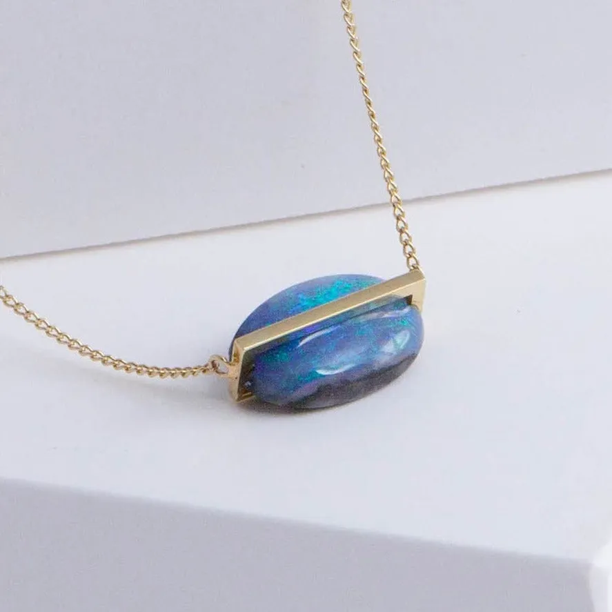 Band one-of-a-kind black opal necklace