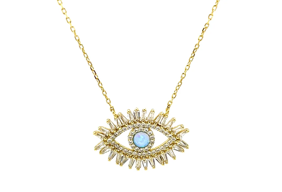 bara boheme | Evil Eye "POSEIDON" Opal CZ Necklace