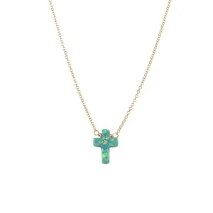 bara boheme | Large "Cross" Opal Necklace