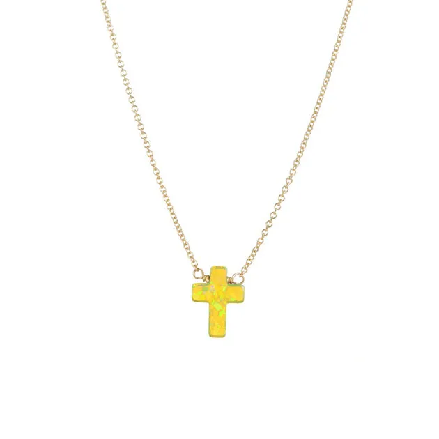 bara boheme | Large "Cross" Opal Necklace