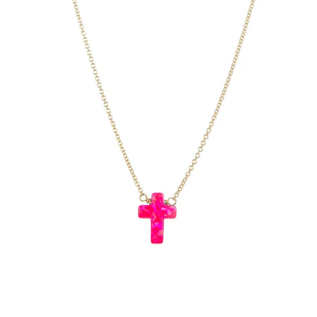 bara boheme | Large "Cross" Opal Necklace