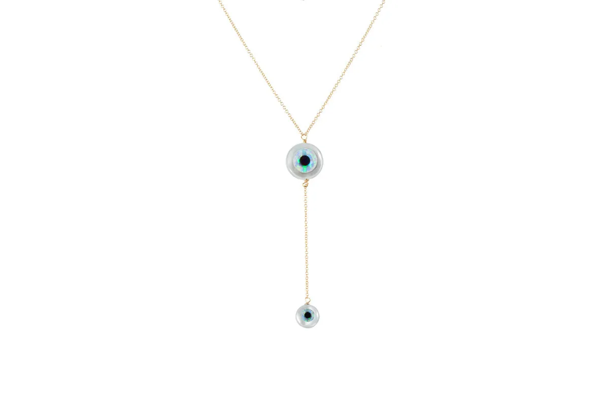 bara boheme | Lariat "DOUBLE EVIL EYE" Opal Necklace