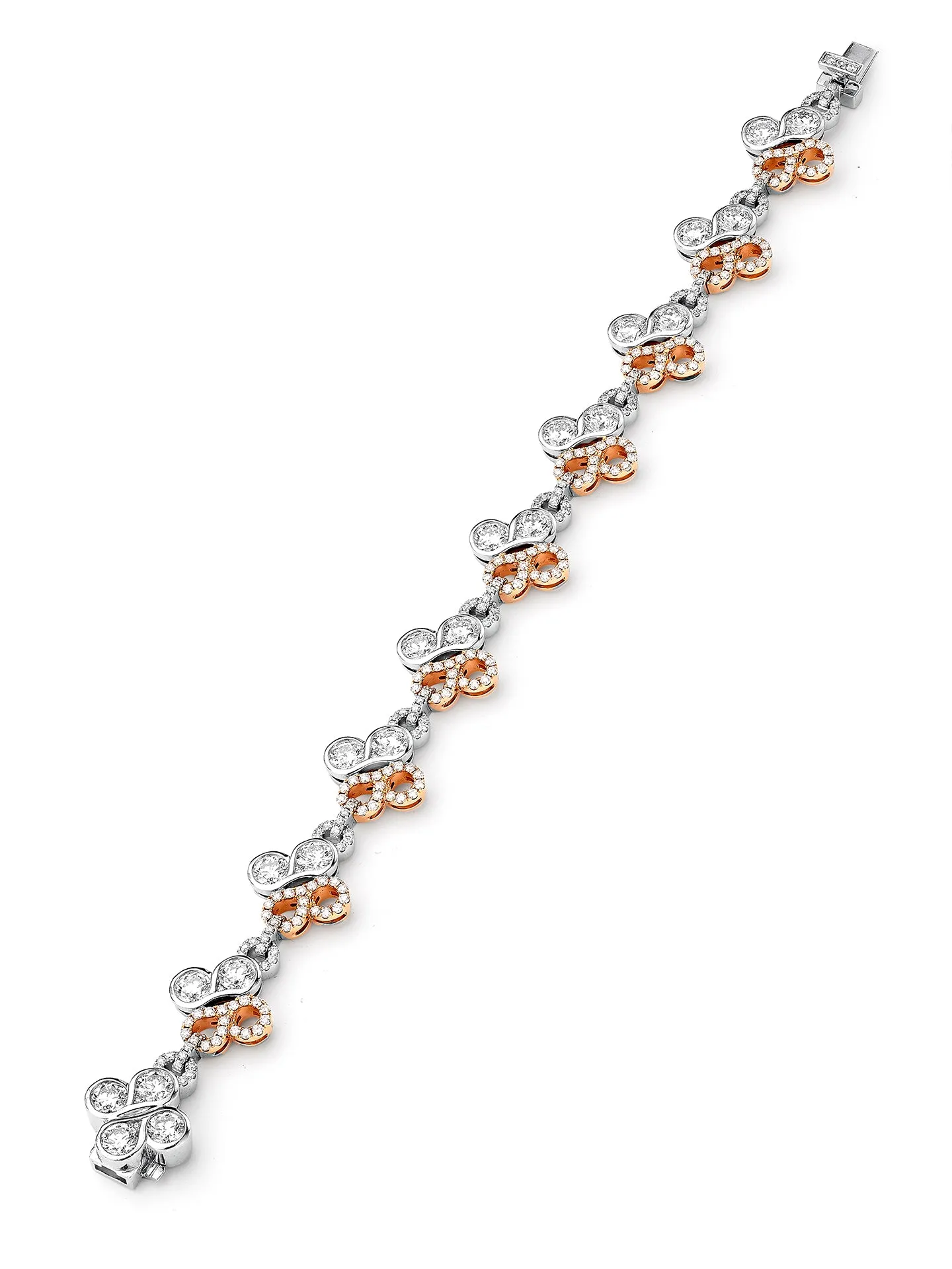 Be Boodles Large Platinum and Rose Gold Diamond Bracelet