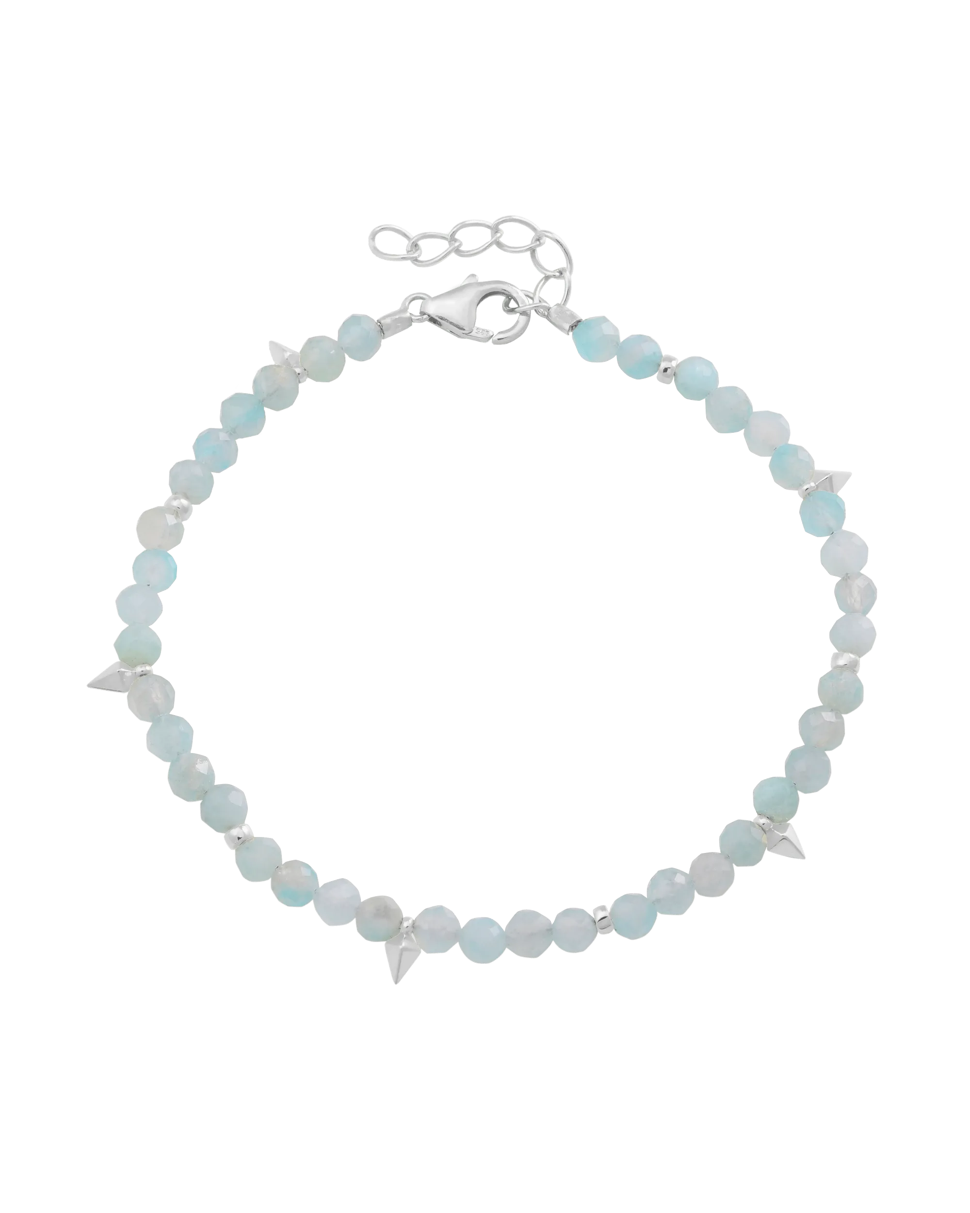 Beaded Gemstone Bracelet - 925 Sterling Silver