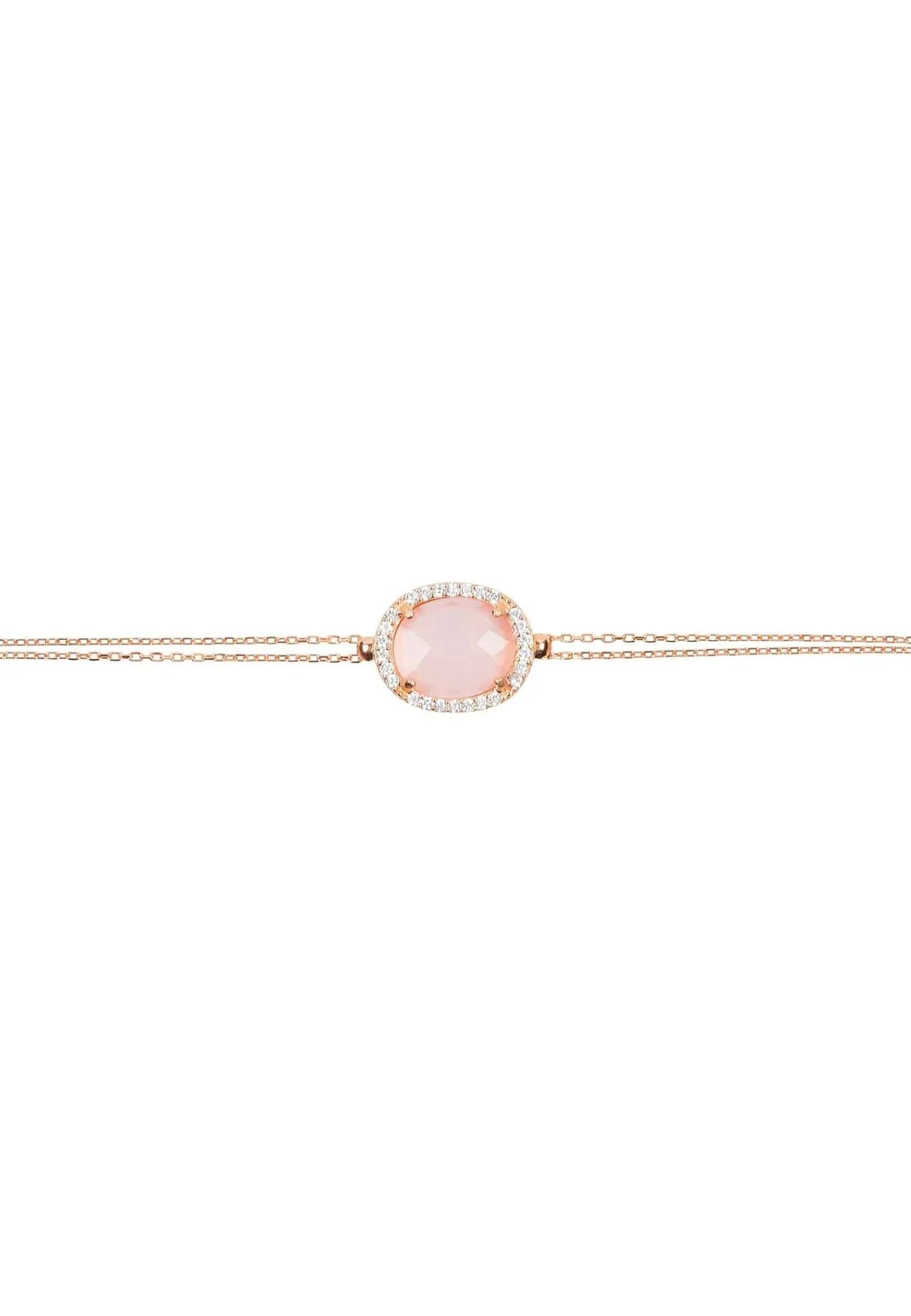 Beatrice Oval Gemstone Bracelet Rose Gold Rose Quartz