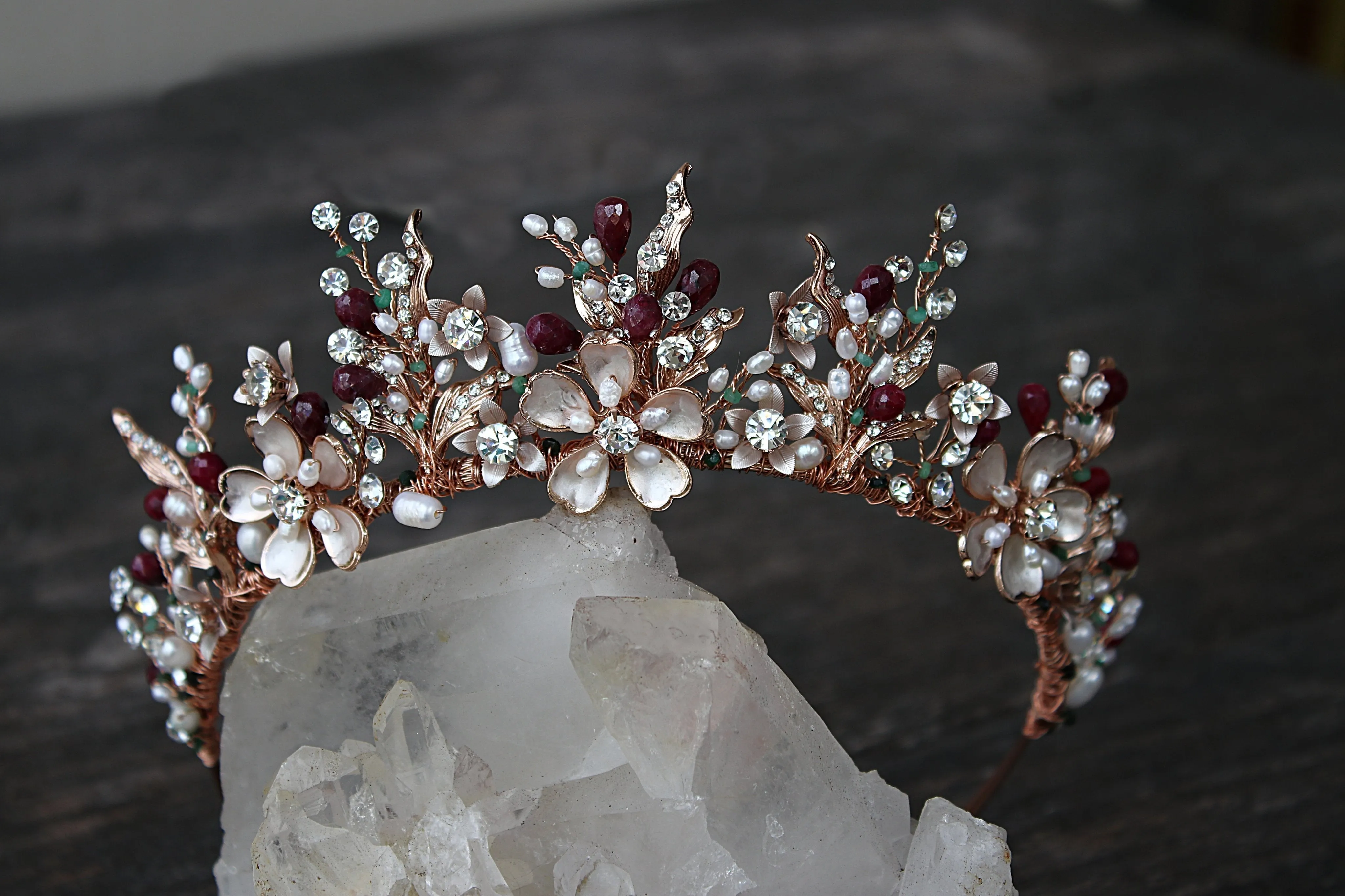 Bespoke GENEVIEVE Tiara with Genuine Emerald Accents for David