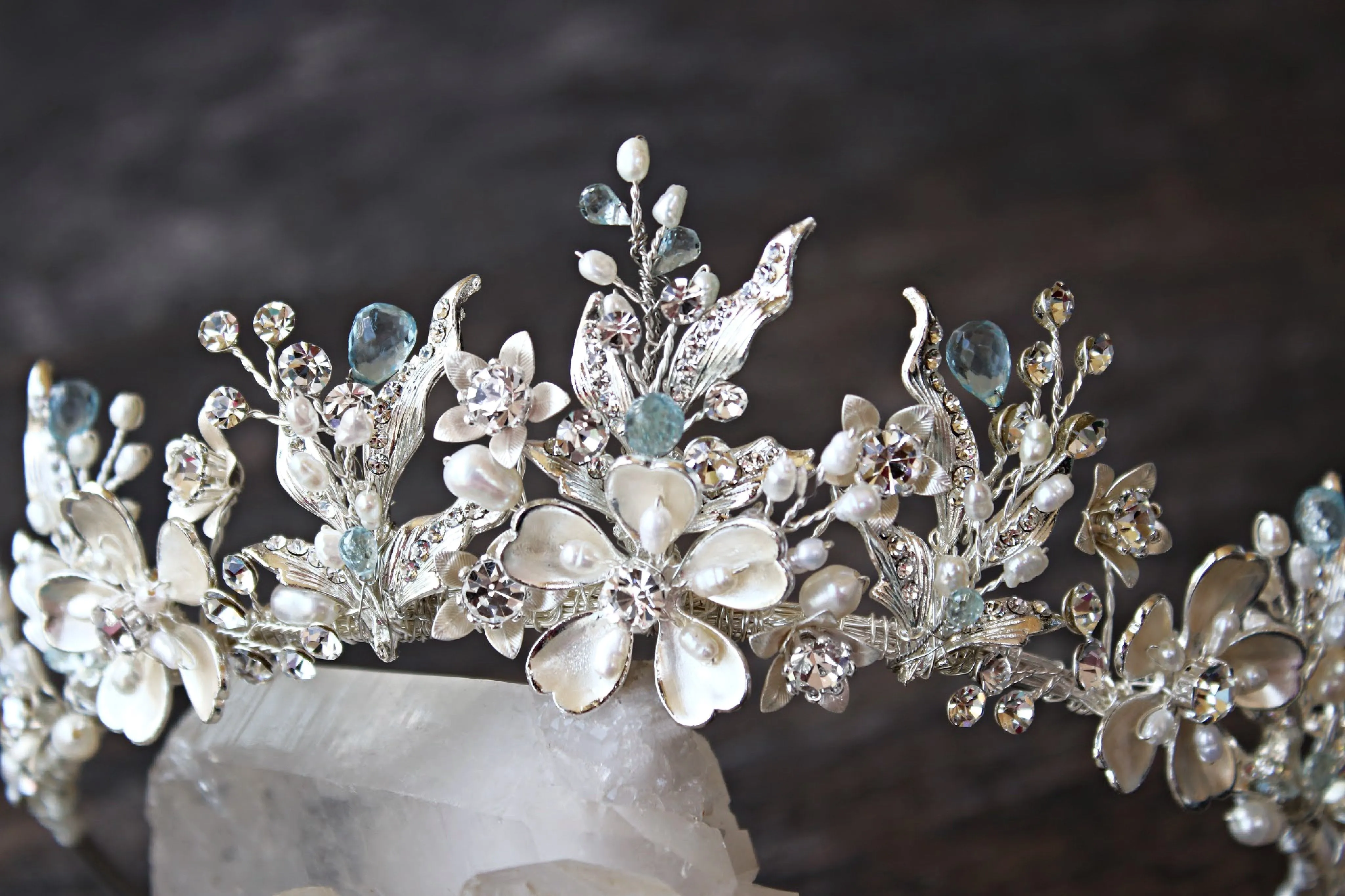 Bespoke GENEVIEVE Tiara with Genuine Emerald Accents for David