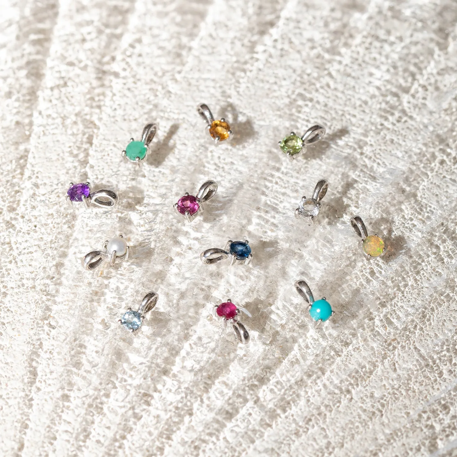 Birthstone Charm | Silver & Opal