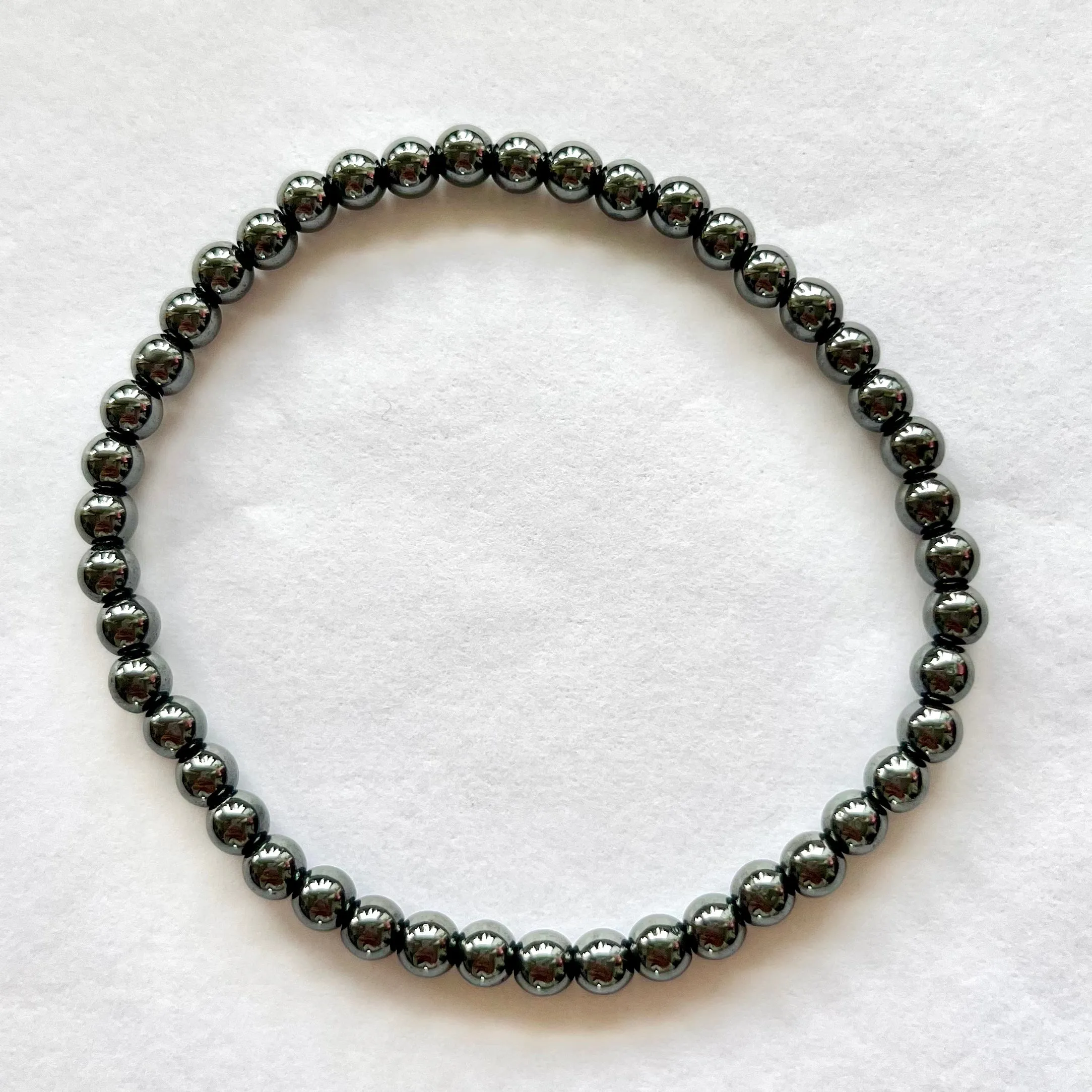 Black Hematite 4mm Beaded Bracelet - Grounding