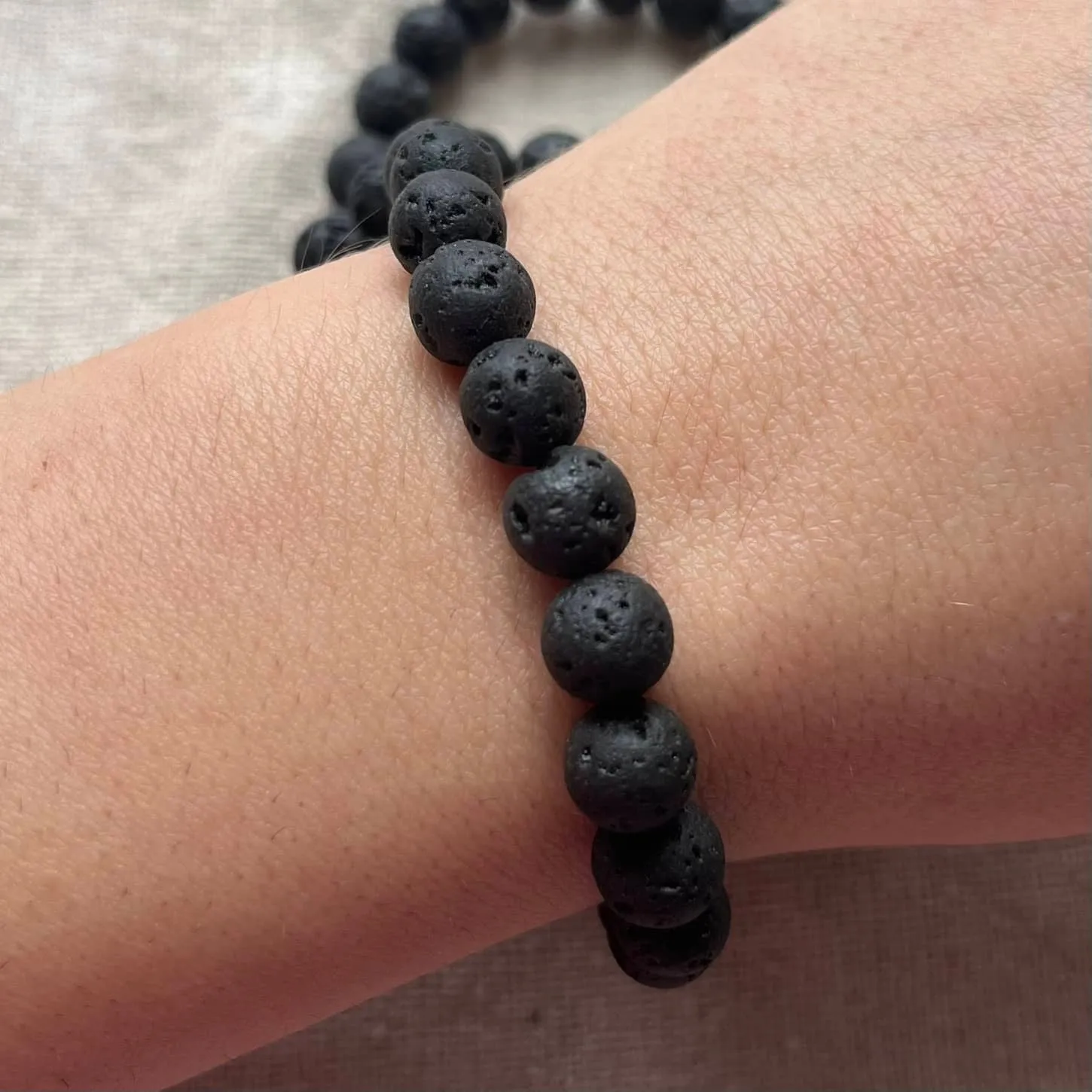 Black Lava Stone 8mm Beaded Bracelet - Strength