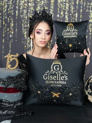 Black Quinceanera Pillows Set