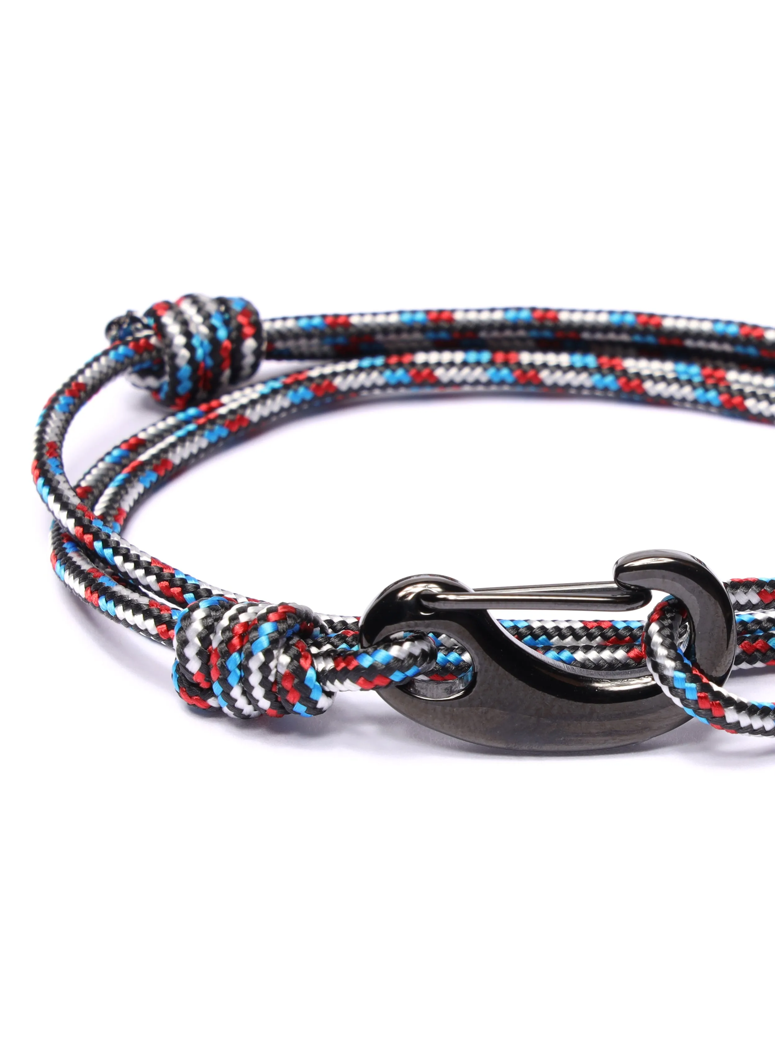 Black, Red and Blue Tactical Cord Bracelet for Men (Black Clasp - 21K)