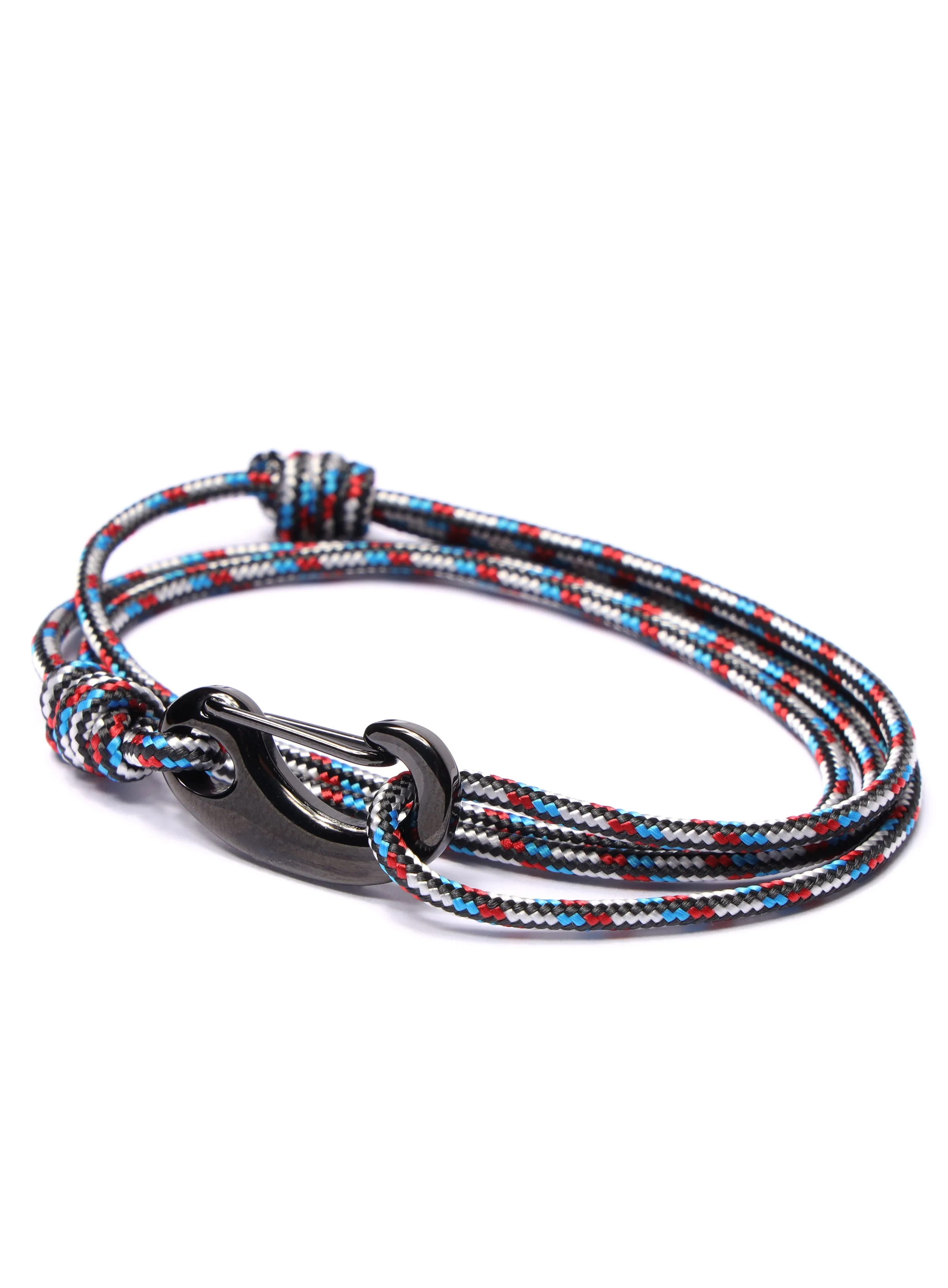 Black, Red and Blue Tactical Cord Bracelet for Men (Black Clasp - 21K)