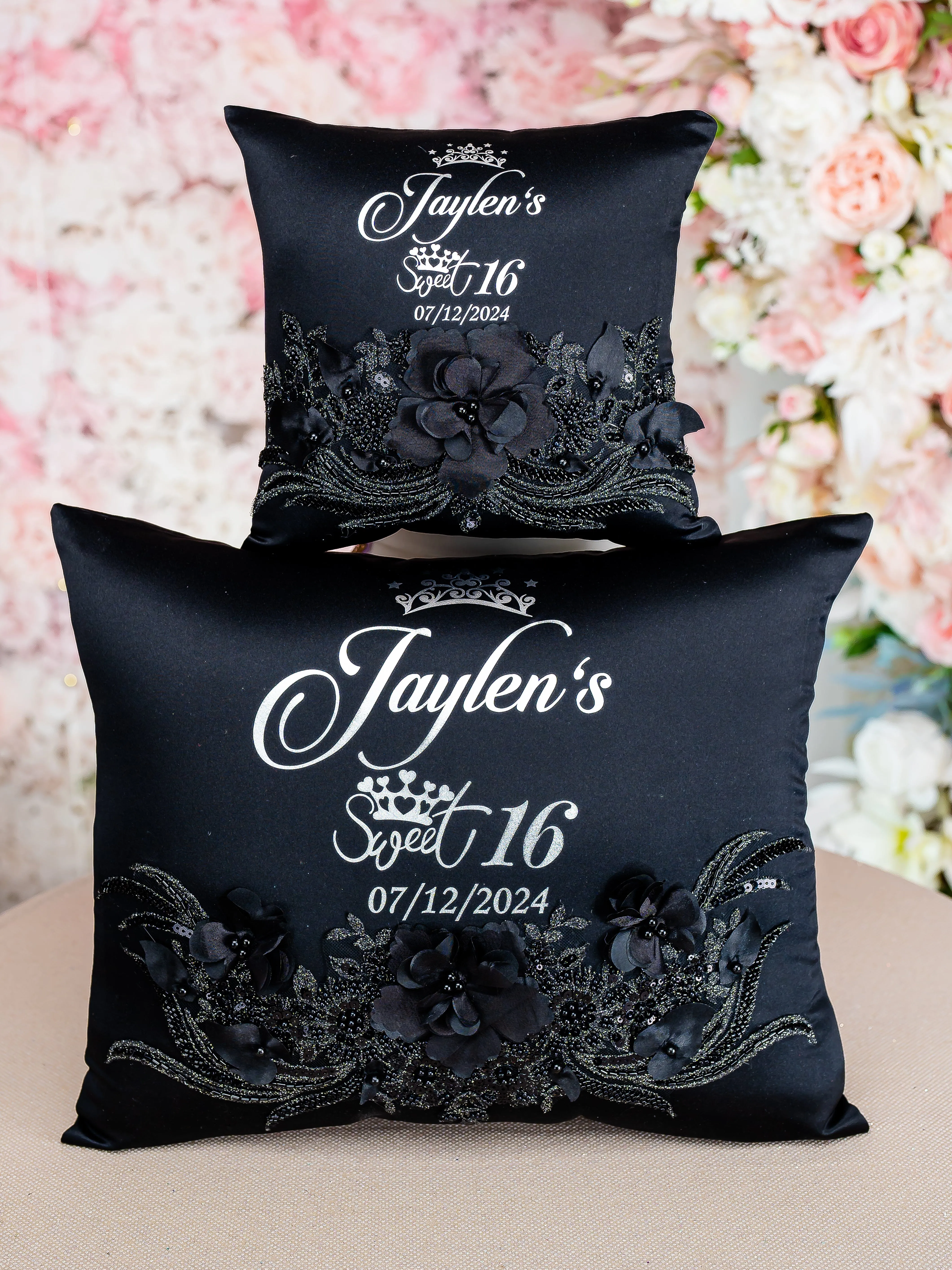 Black silver Quinceanera Pillows Set