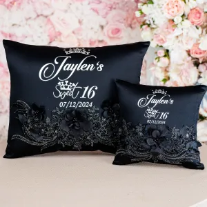 Black silver Quinceanera Pillows Set