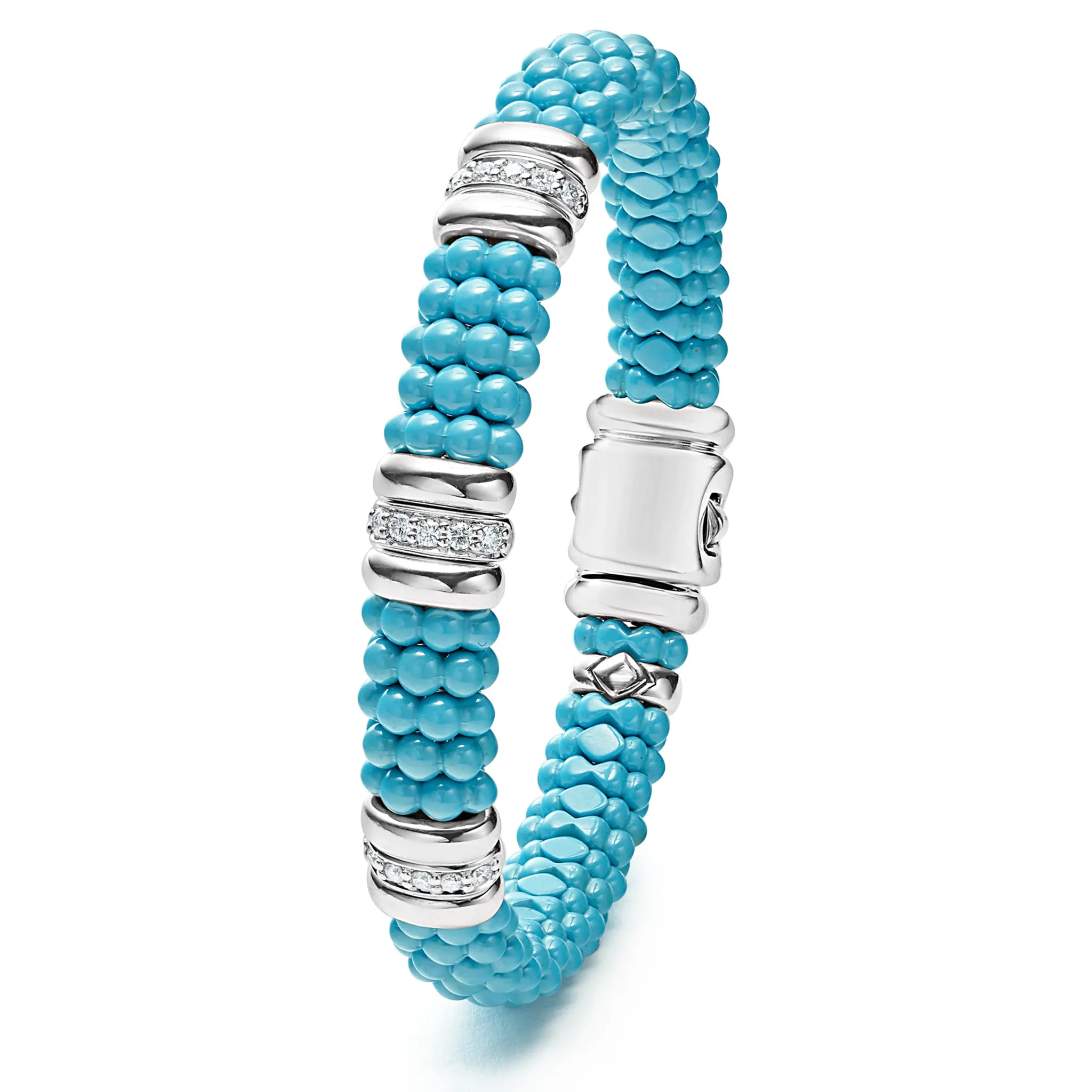 Blue Caviar Three Station Ceramic Diamond Bracelet | 9mm