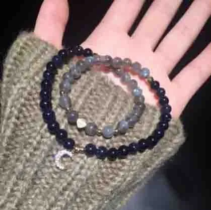 Blue Sandstone Double Circle Bracelet