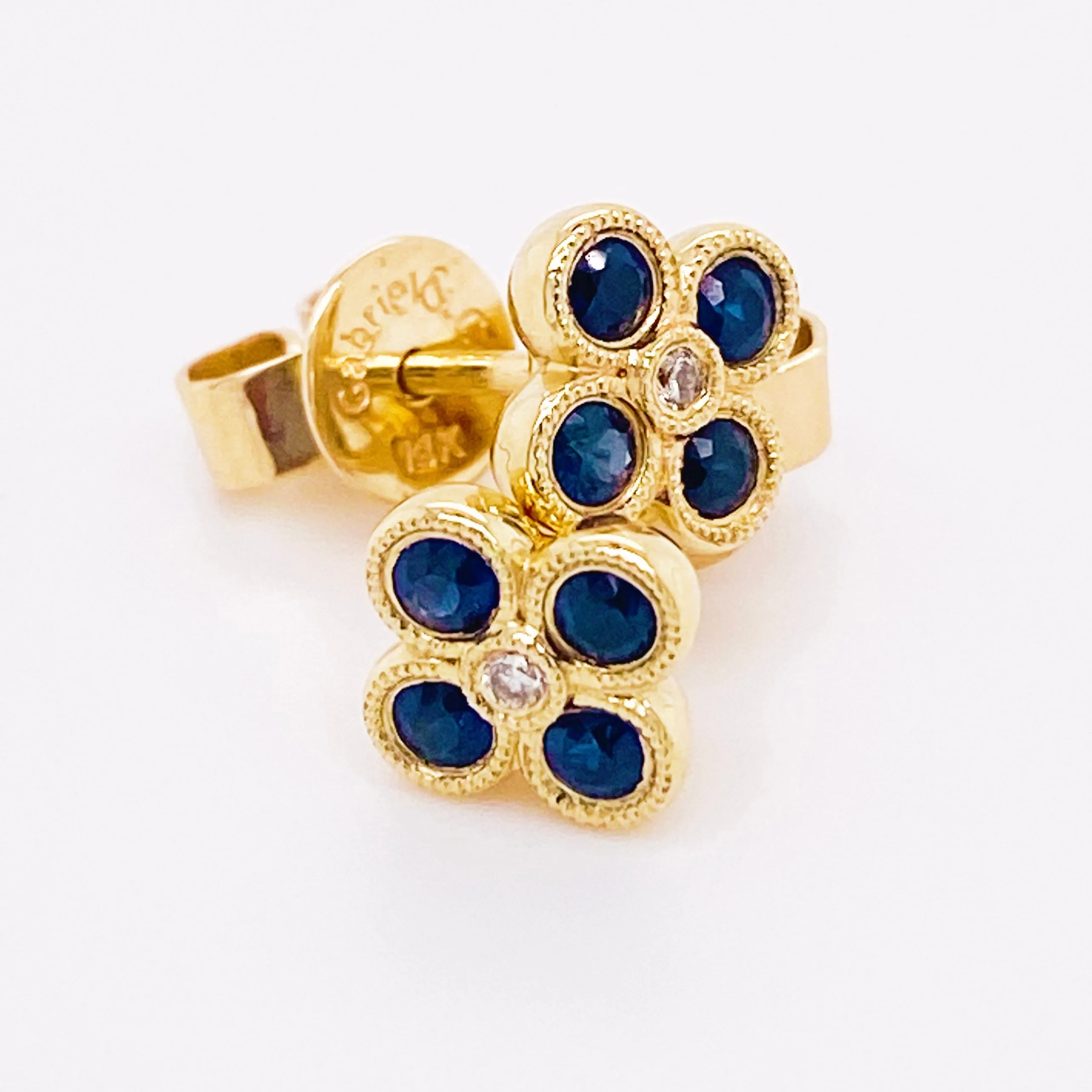 Blue Sapphire Clover Stud Earrings