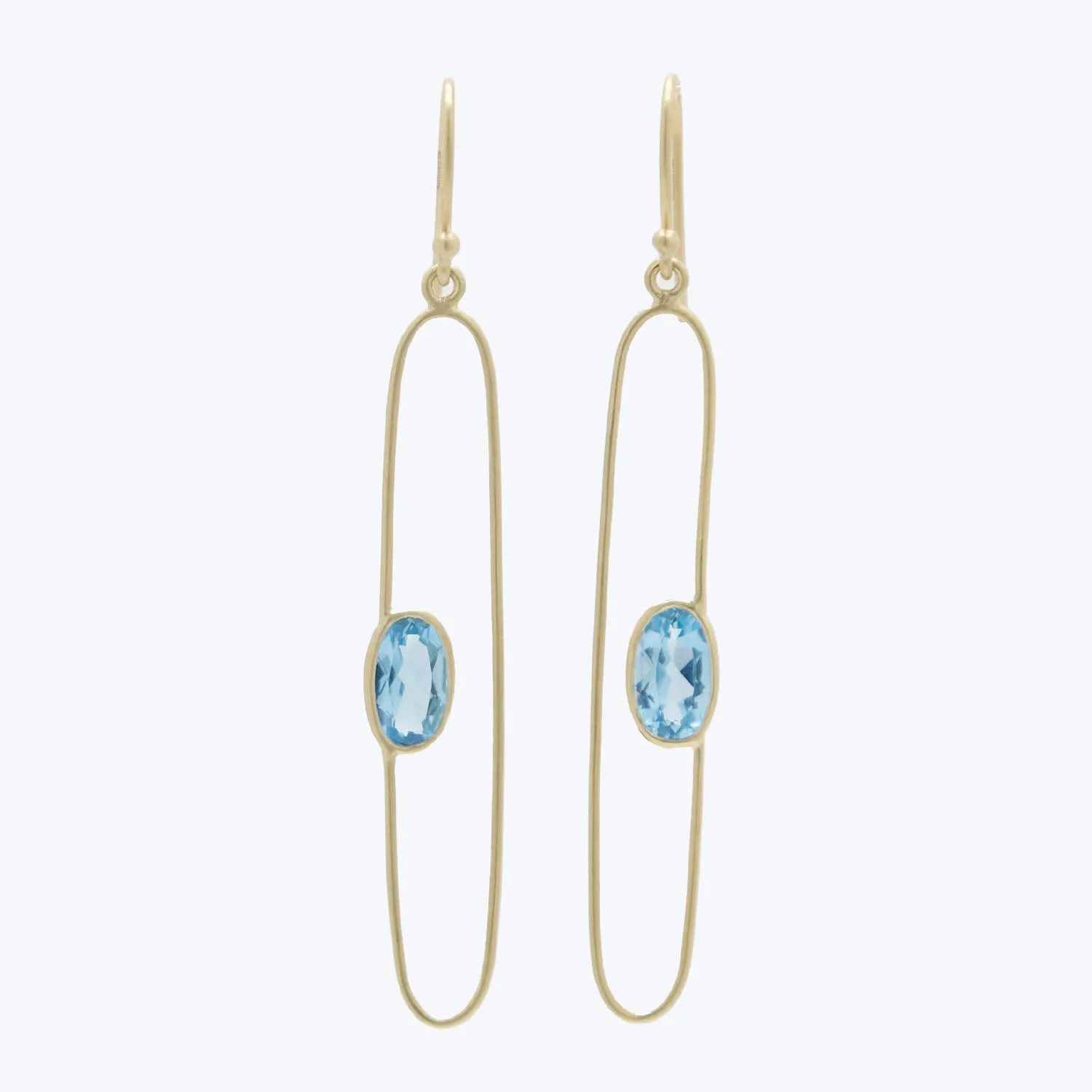 Blue Topaz Ellipse Pill-hoop Earrings