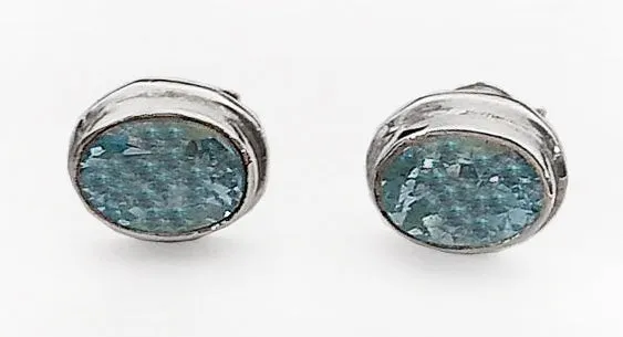 Blue Topaz Sterling Silver Posts Earrings