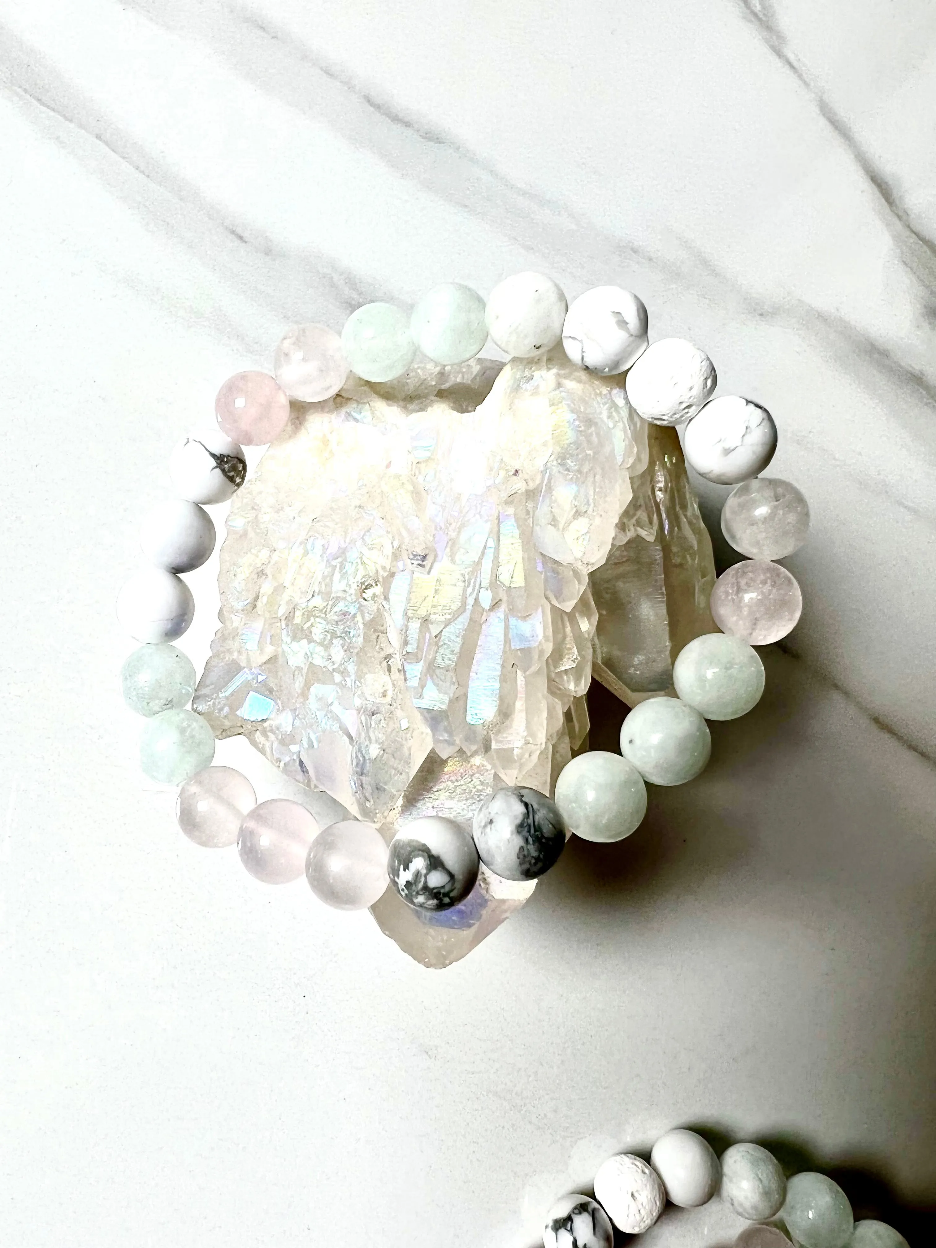 Bracelet Rose Quartz, Aquamarine & White Howlite Bracelet