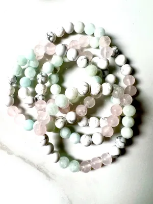 Bracelet Rose Quartz, Aquamarine & White Howlite Bracelet