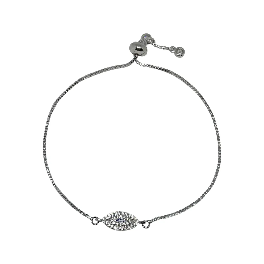 Brooks Mini Evil Eye Silver Adjustable Bracelet