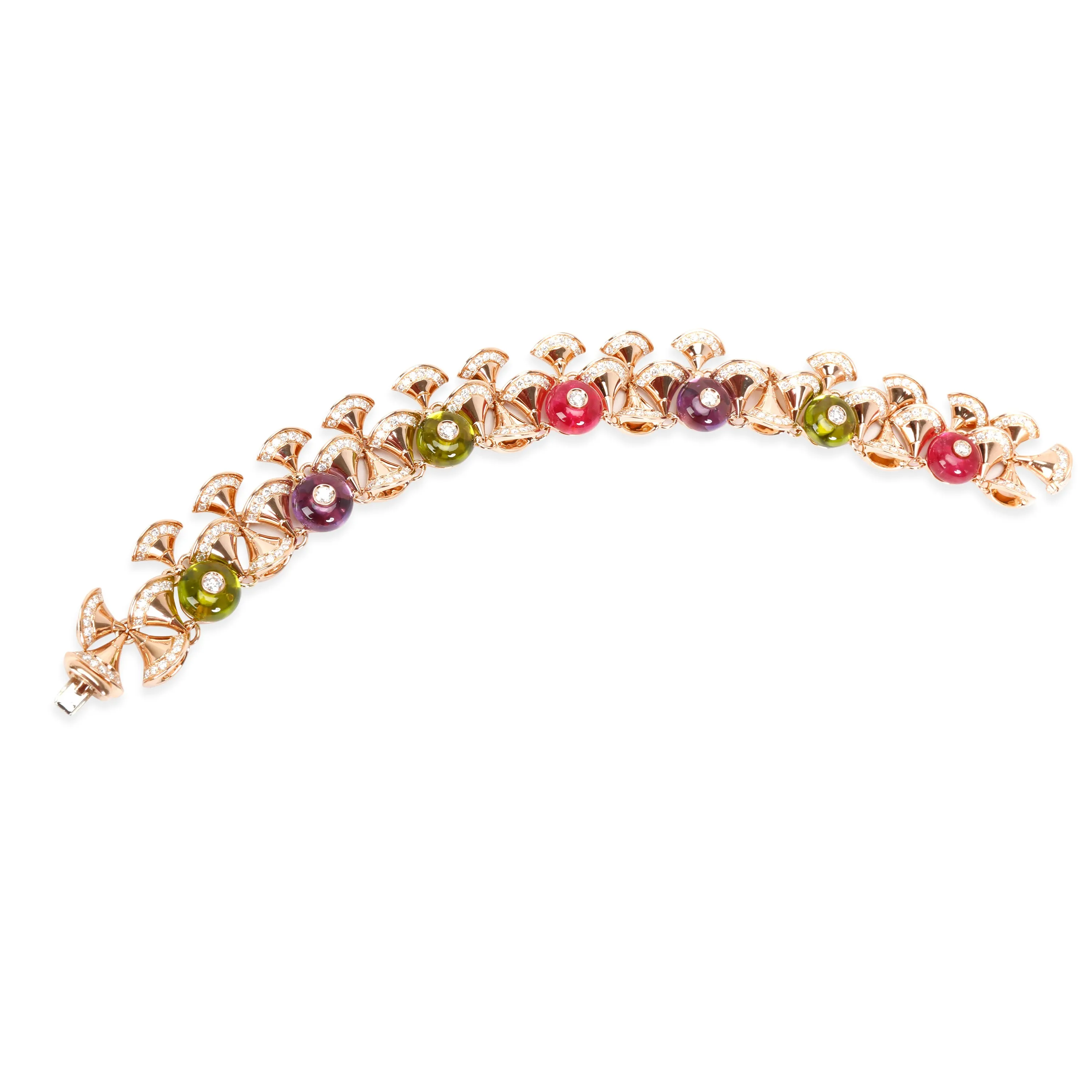 Bulgari Divas Dream Diamonds, Peridot, Amethyst Bracelet in 18K Gold 5.89 CTW