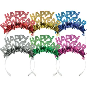 Bulk New Year's Foil & Glitter Tiaras (50 per Case)