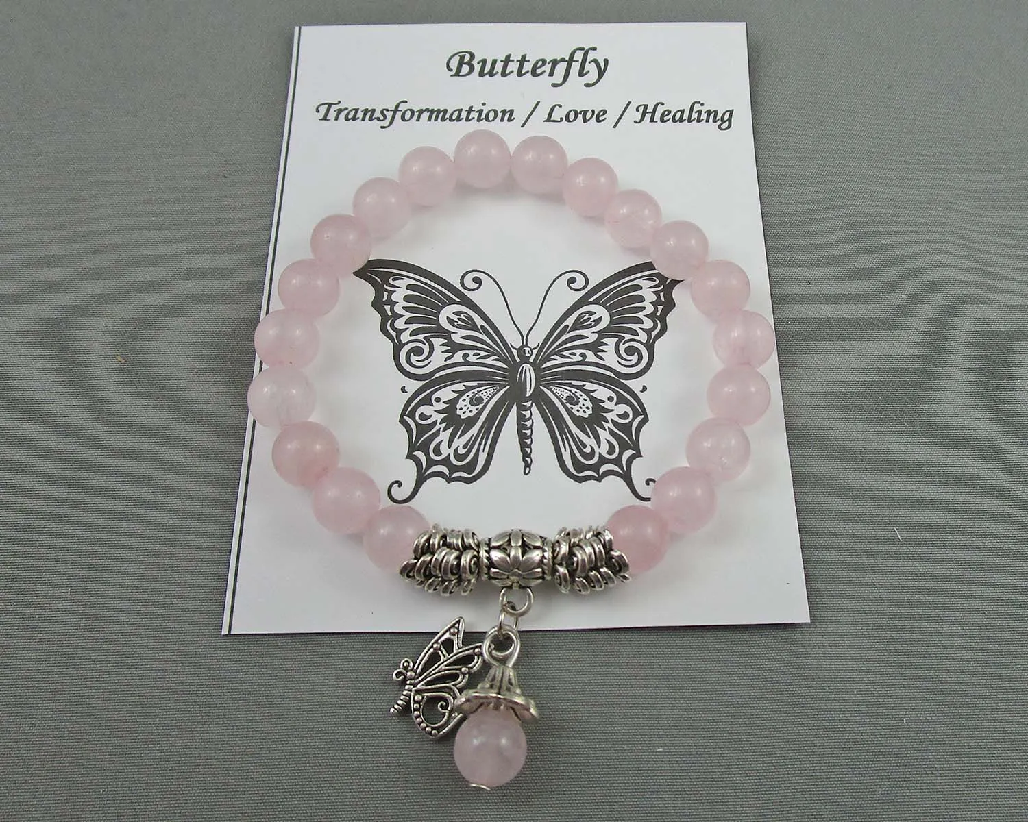 Butterfly Animal Totem Rose Quartz Bracelet 1pc C342