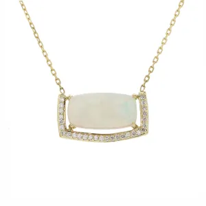 Cabochon Ethiopian Opal and Diamond Necklace