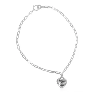 Camber "Always My Mom" Engraved Heart 925 Sterling Silver Charm Bracelet