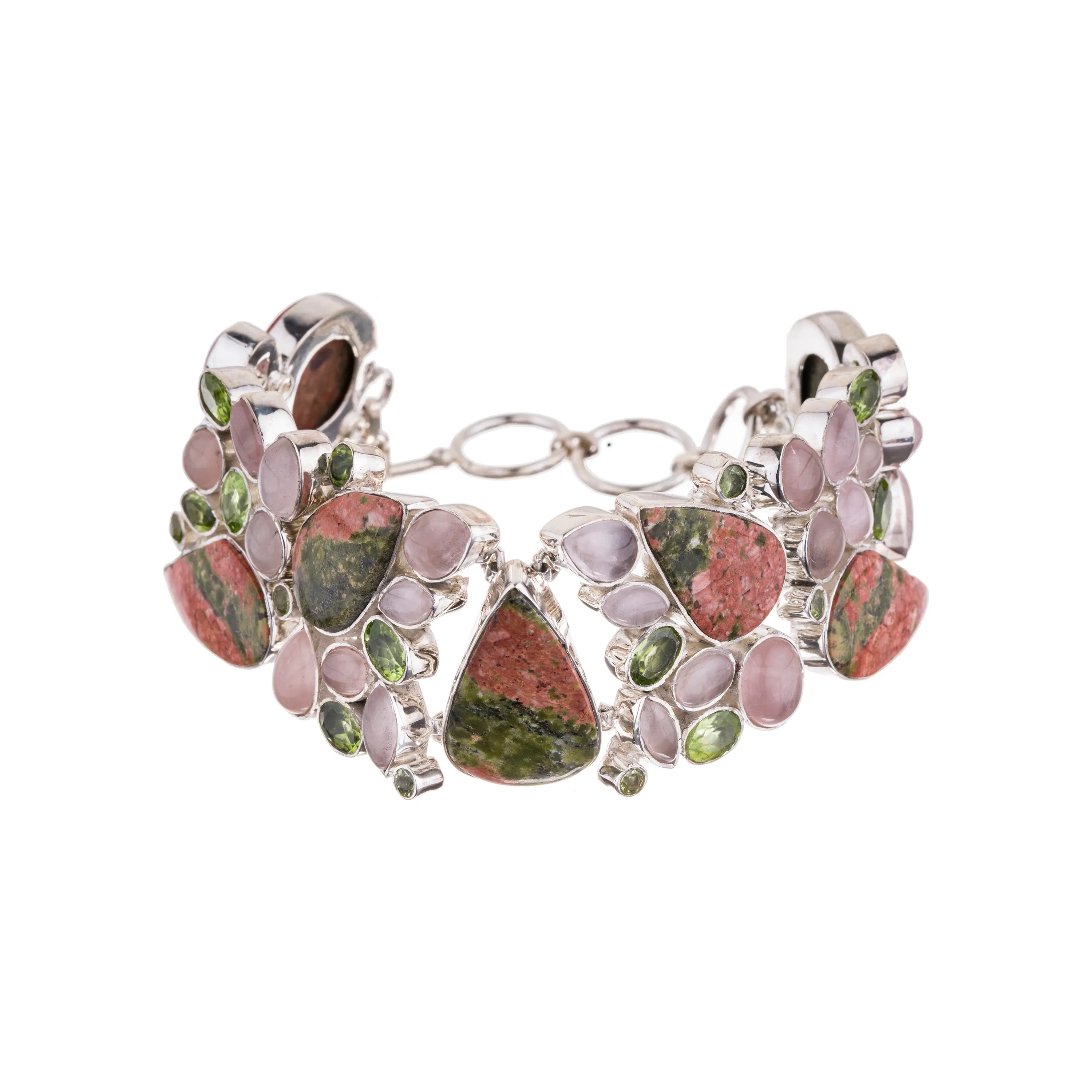 Canita Unakite, Rose Quartz and Peridot Bracelet