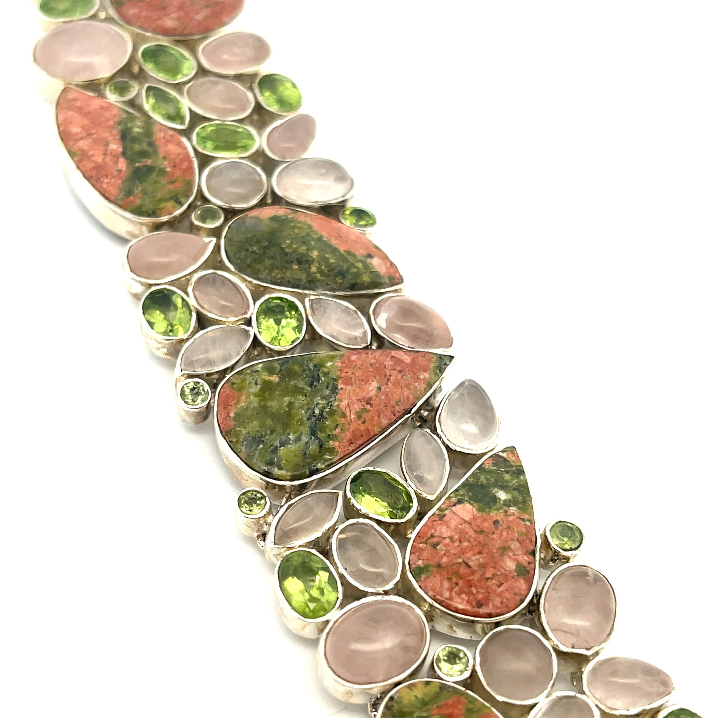 Canita Unakite, Rose Quartz and Peridot Bracelet