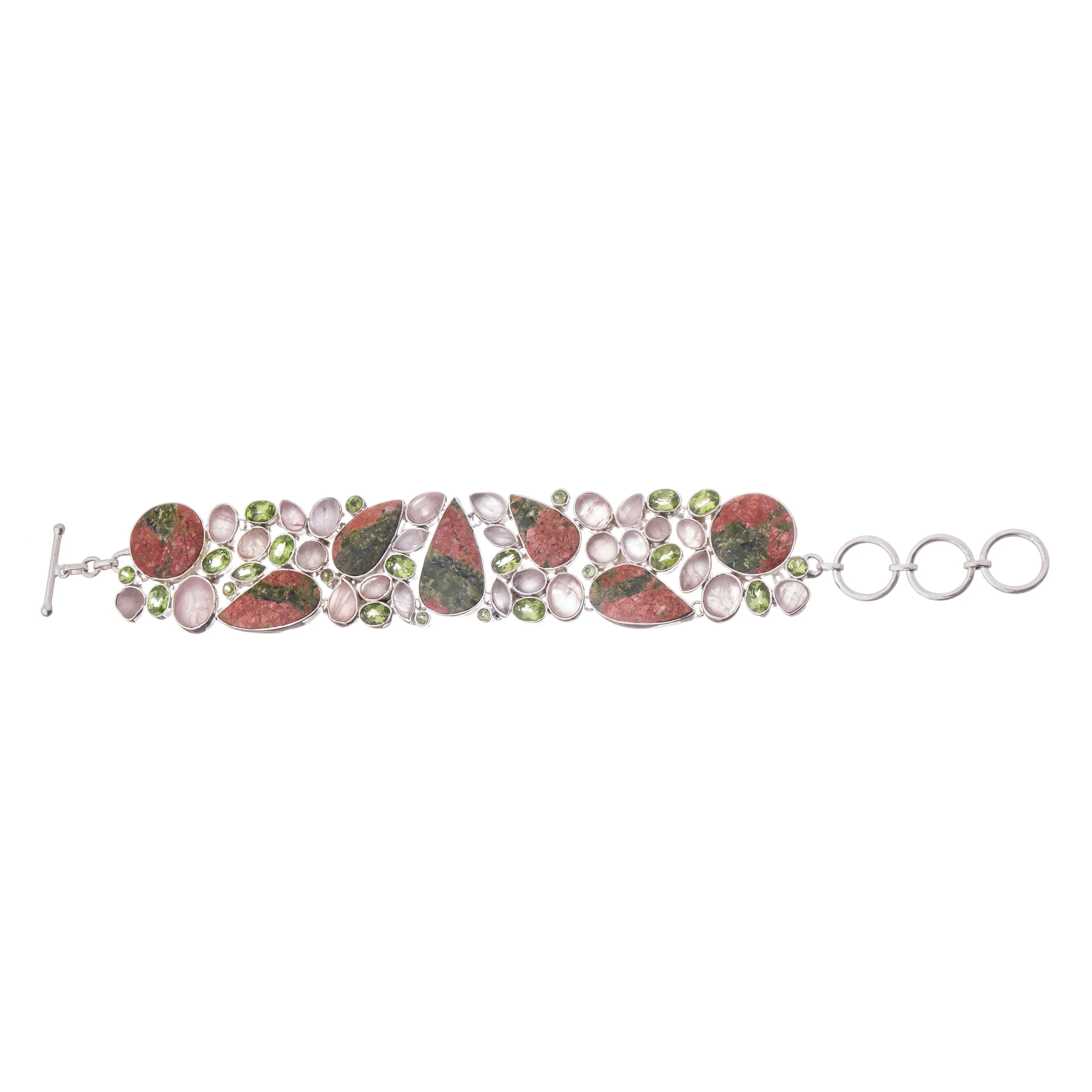 Canita Unakite, Rose Quartz and Peridot Bracelet